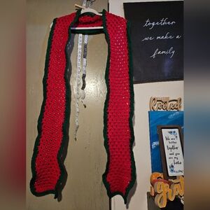 Handcrafted Red and Green Scarf